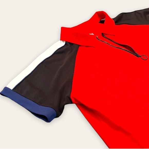 ADDITION ELLE - Nola Ladies Zippered Collar Golf Workout Shirts - Black & Red - Picture 11 of 16